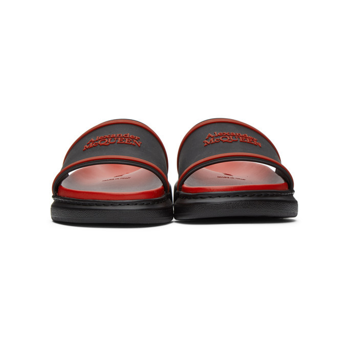 Alexander McQueen Black and Red Hybrid Logo Slides Alexander McQueen