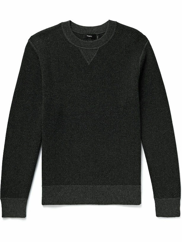 Photo: Theory - Alcos Herringbone Wool-Blend Sweatshirt - Black