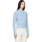 Victoria Beckham Blue Wool Mock Cropped Sweater