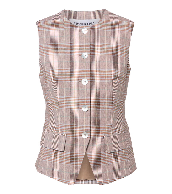 Photo: Veronica Beard Lois plaid cotton and linen-blend vest