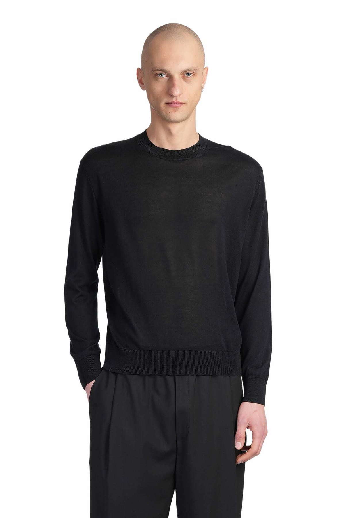 Laneus Knitwear In Black Wool And Polyester