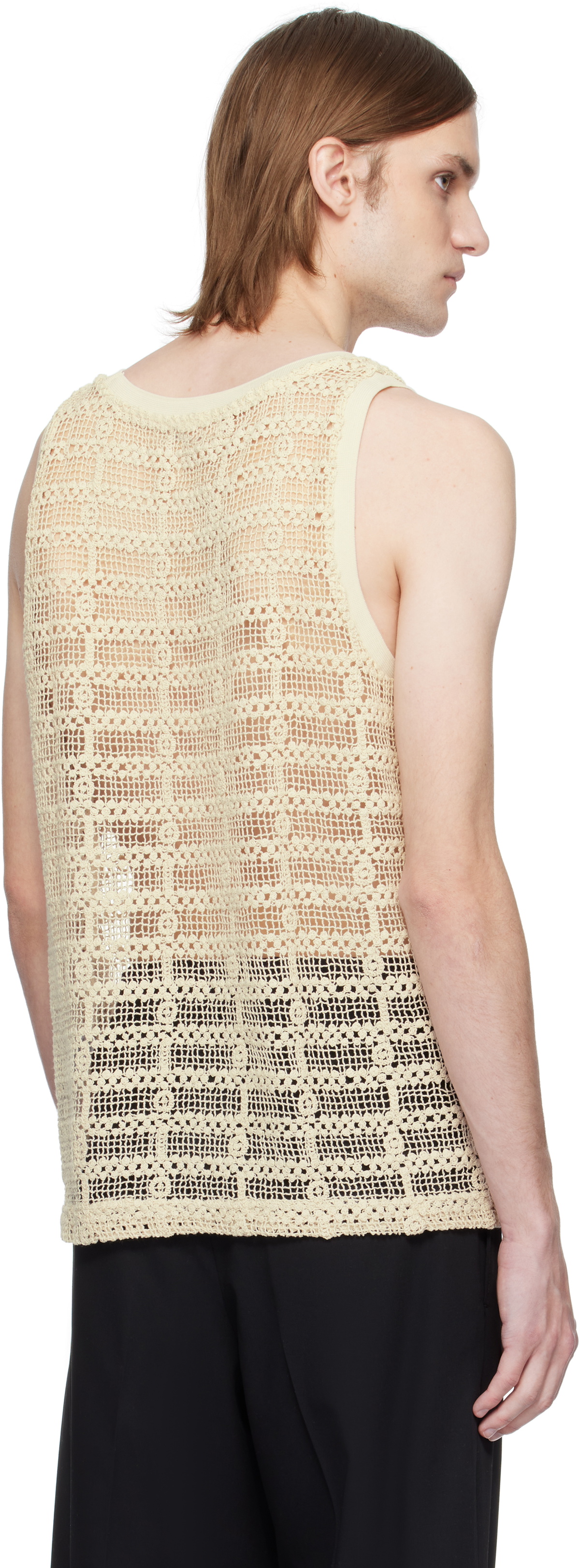CMMN SWDN SSENSE Exclusive Beige Crocheted Cotton Tank Top