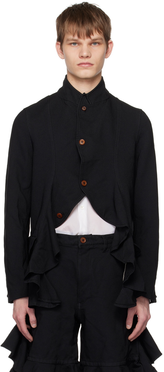 Comme des Garçons Shirt Black Ruffled Blazer