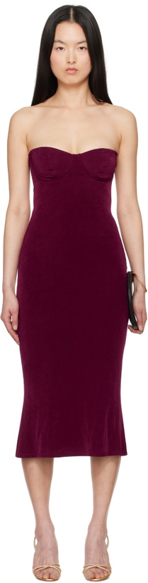 Photo: Mirror Palais Burgundy Strapless Supermodel Midi Dress