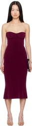 Mirror Palais Burgundy Strapless Supermodel Midi Dress