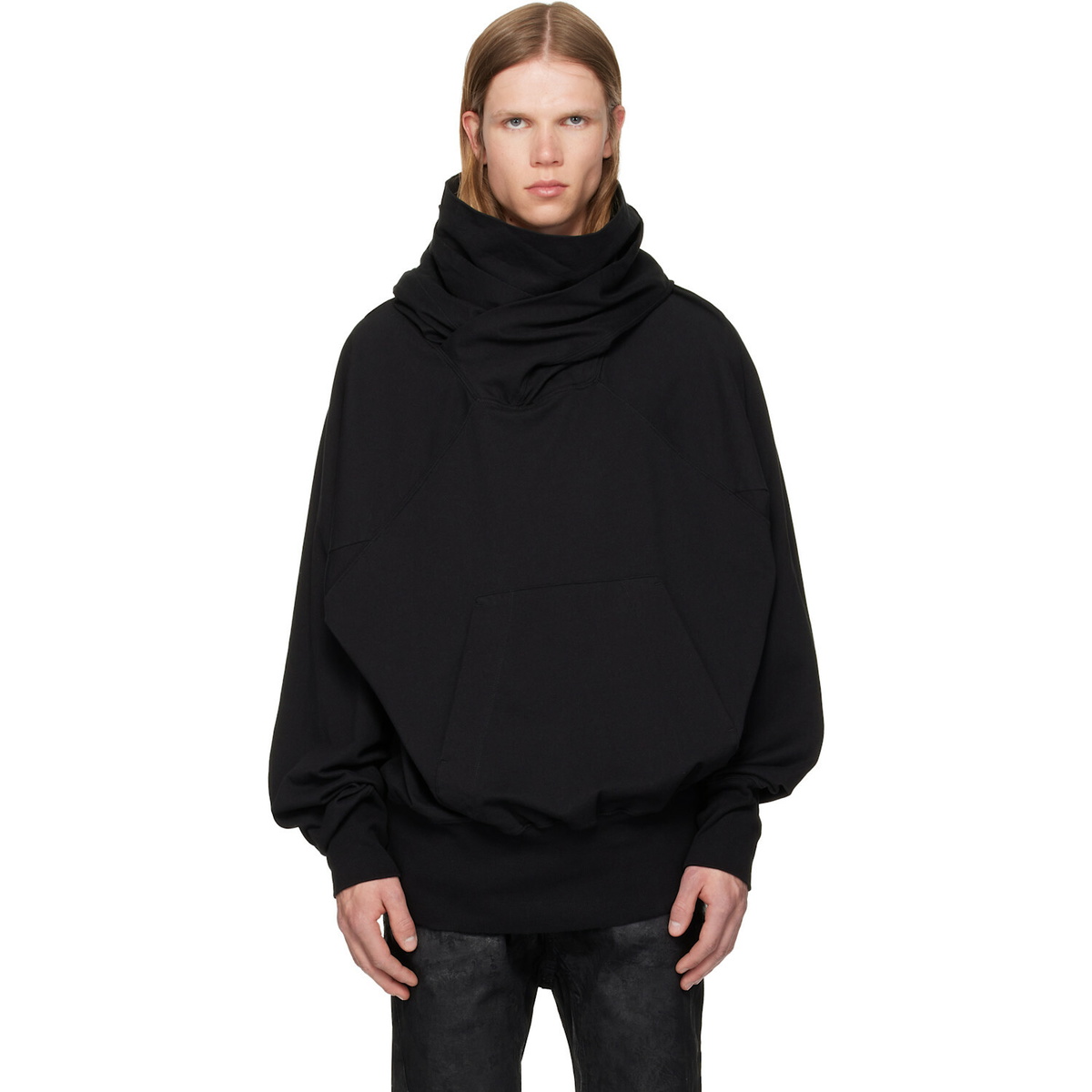 Julius Black W Neck Hoodie