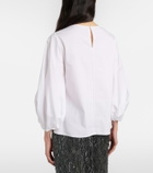 Carolina Herrera Floral-appliqué cotton-blend blouse