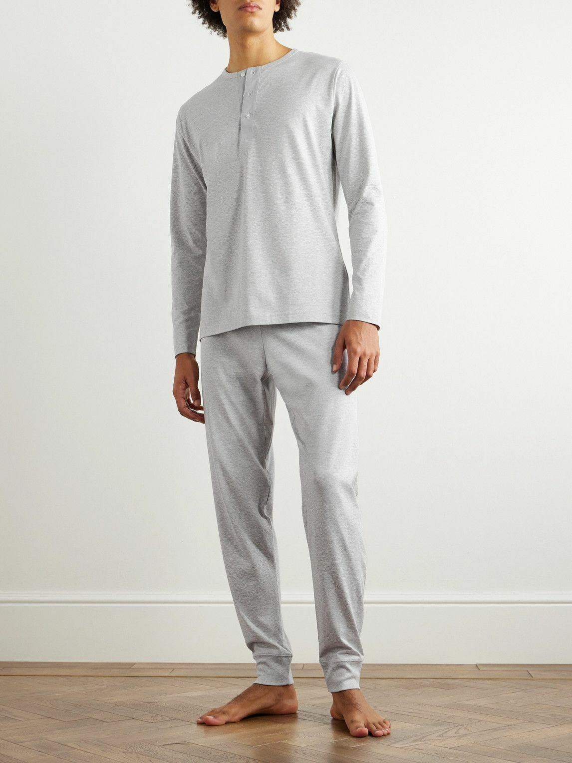 Håndværk - Cotton-Jersey Henley Pyjama T-Shirt - Gray