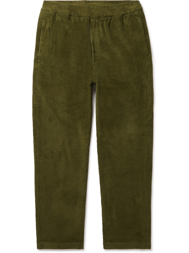 Photo: Barena - Bativoga Cropped Cotton-Corduroy Trousers - Green