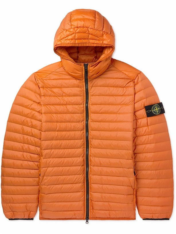 Photo: Stone Island - Logo-Appliquéd Quilted Nylon Hooded Down Jacket - Orange