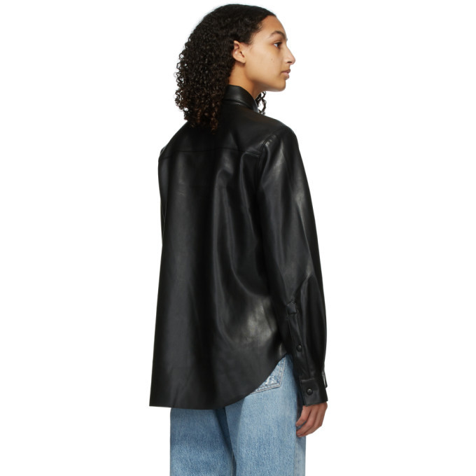 AGOLDE Black Faux Leather Paloma Shirt