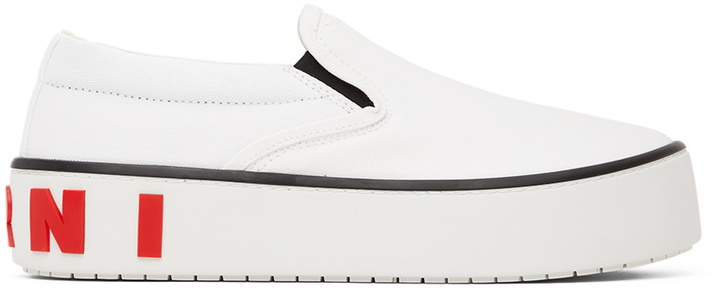 Photo: Marni White Canvas Slip-on Sneakers