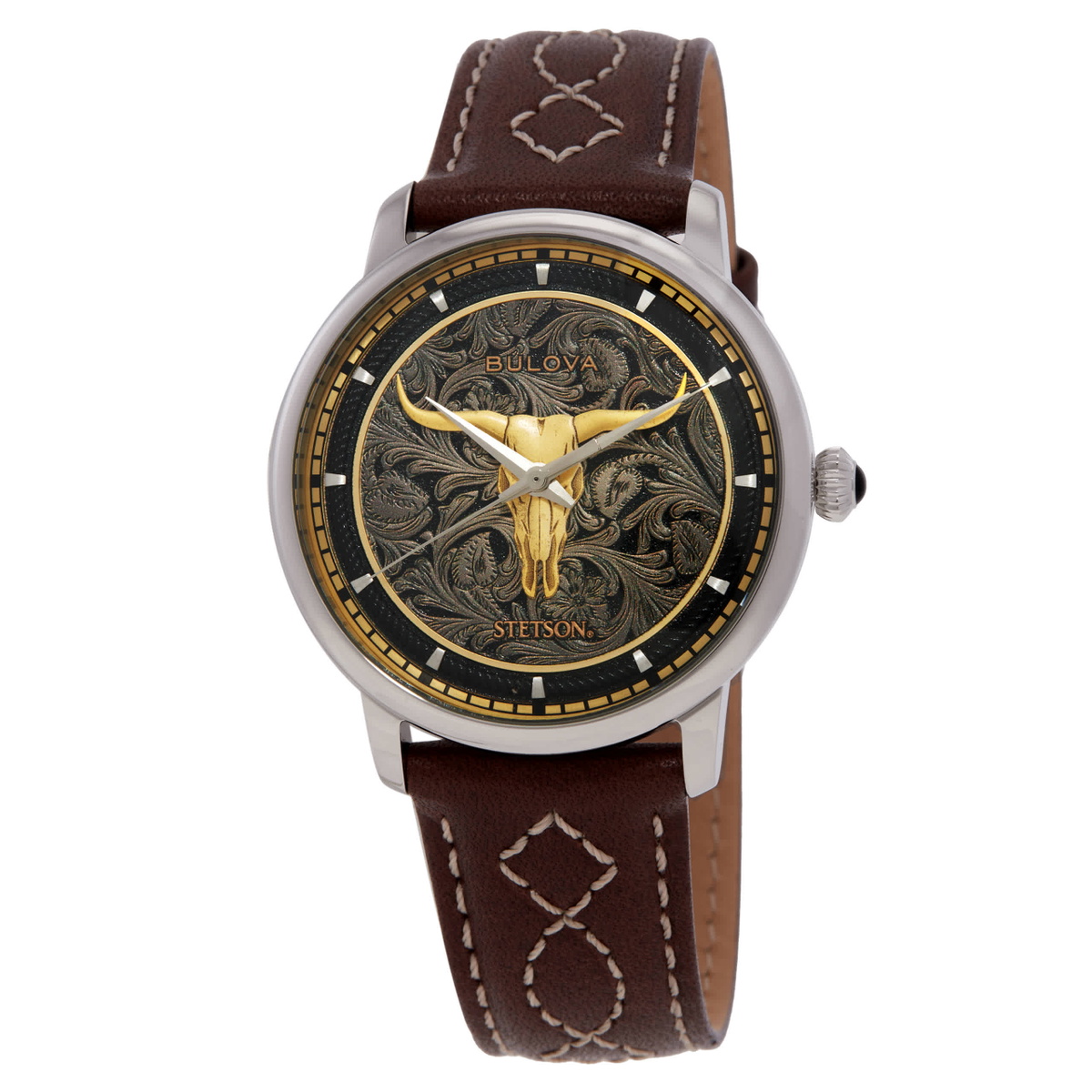 Bulova Longhorn Automatic Black Dial Mens Watch 96A334
