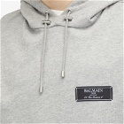Balmain Men's Label Hoodie in Grey Marl