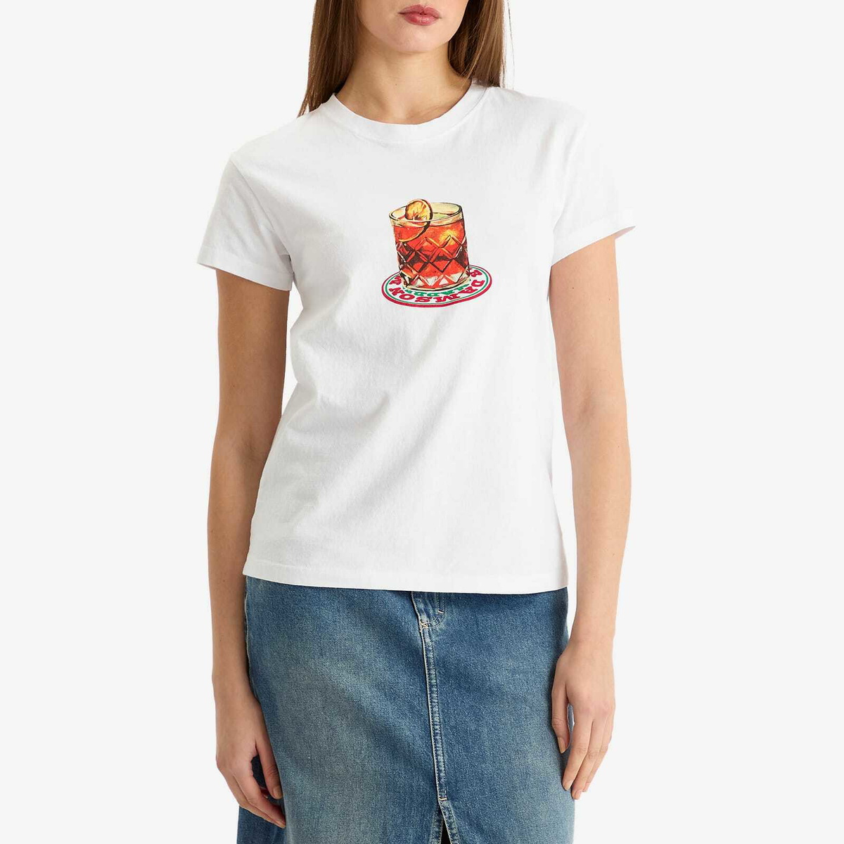 Damson Madder Women's Negroni Shrunken T-Shirt in White