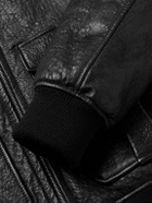 SAINT LAURENT - Shearling-Trimmed Full-Grain Leather Jacket - Black