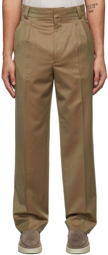 Photo: Fear of God Beige Double Pleated Tapered Trousers