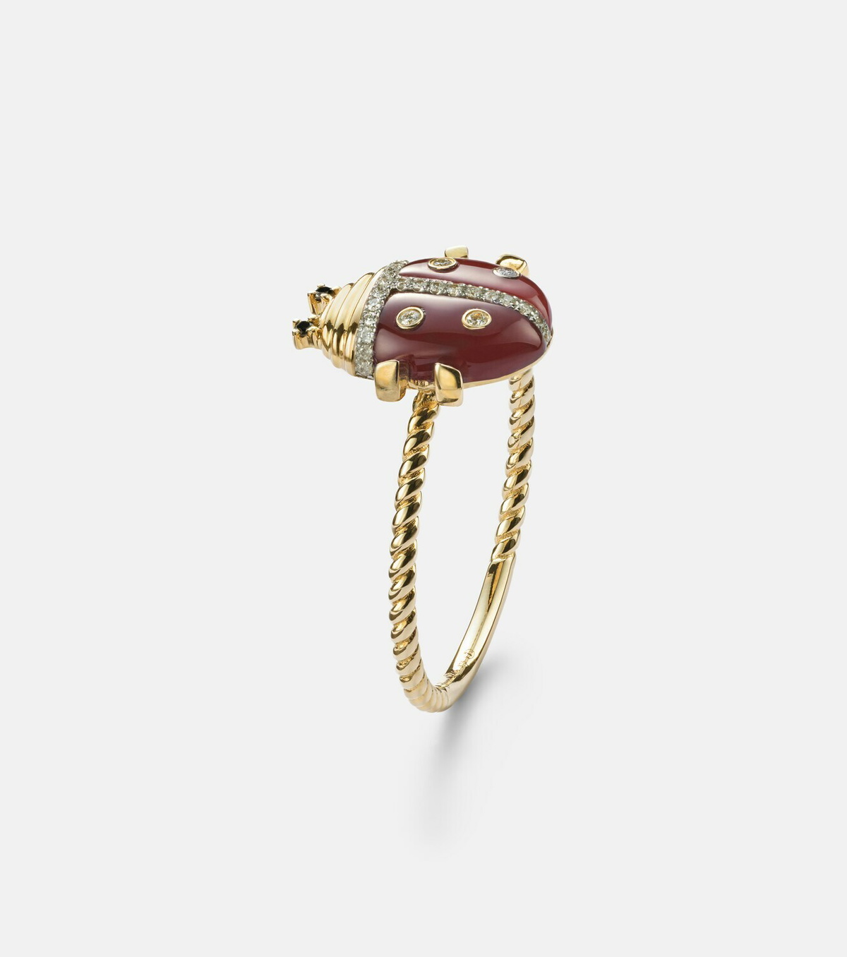 Yvonne Léon Coccinelle Mini 9kt gold ring with gemstones