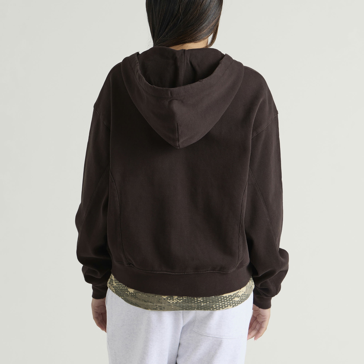 Dime Women's Distressed Terry Zip Hoodie in Brown