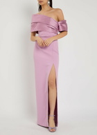 Solace London Alexis Off-the-shoulder Crepe Maxi Dress Lilac