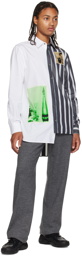 Lanvin White & Gray Asymmetric Shirt