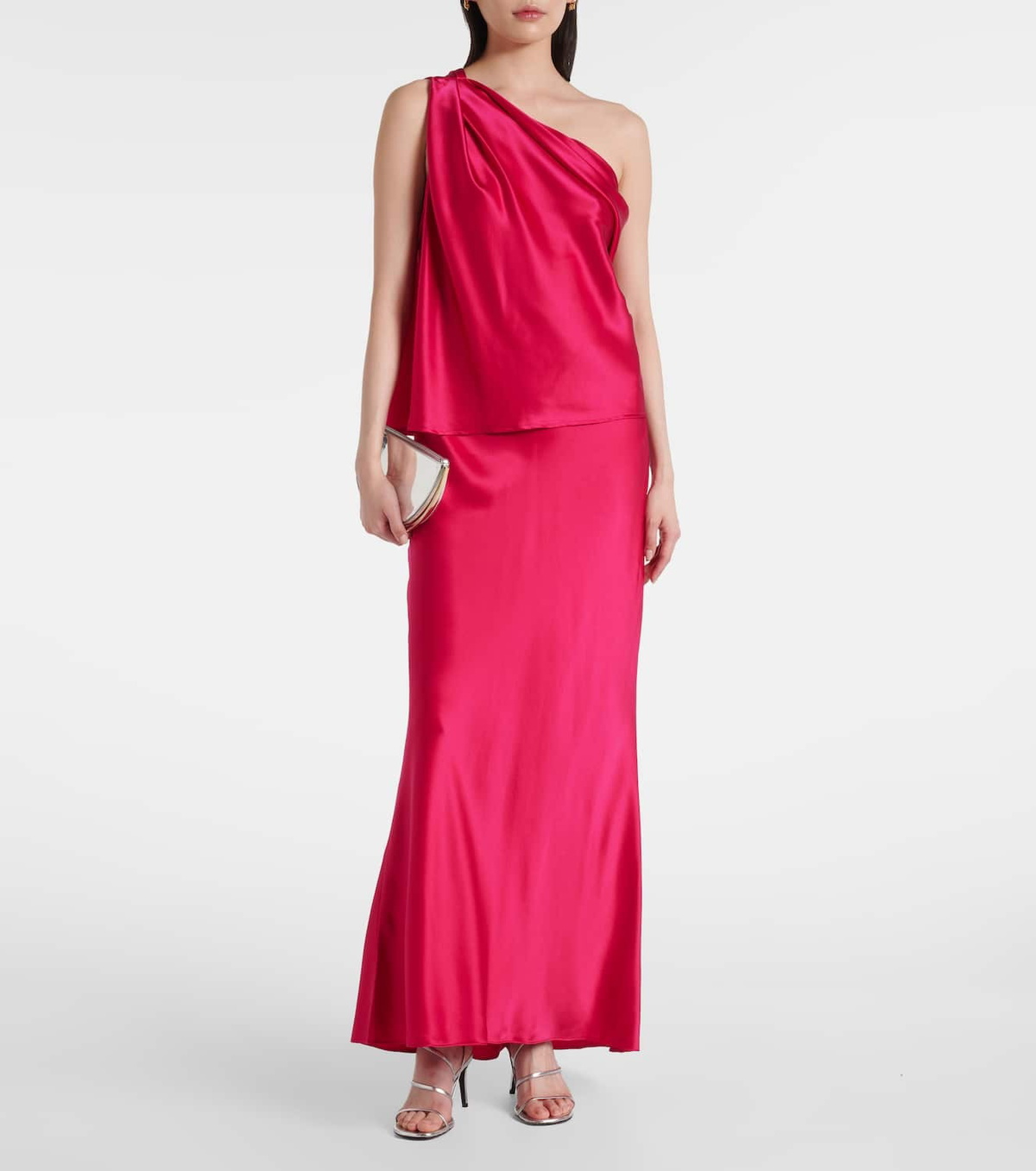 The Sei One-shoulder draped silk satin top