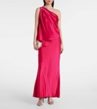 The Sei One-shoulder draped silk satin top