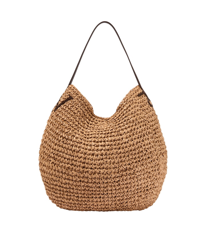 Photo: JW Anderson Bulb XL suede-trimmed raffia bucket bag