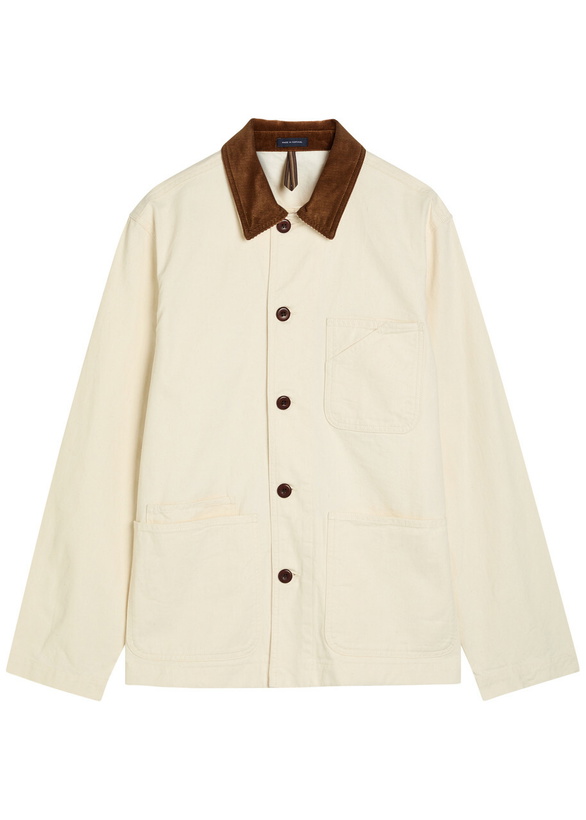 Photo: Drake's Corduroy Collar Cotton-twill Overshirt Ecru