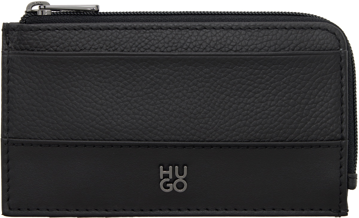 Hugo Black Stacked Logo Card Holder