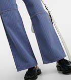 Ganni Striped mid-rise wide-leg jeans