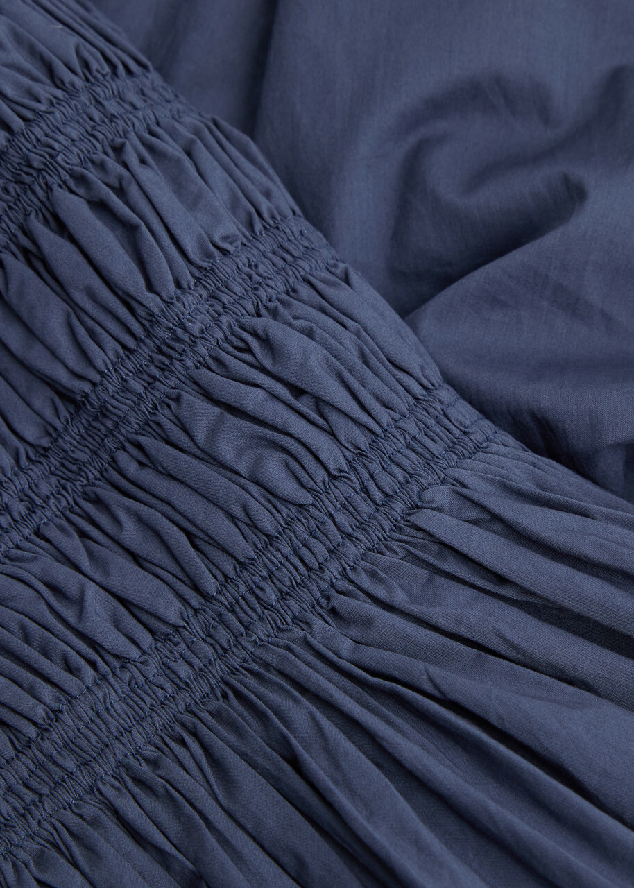 Matteau Smocked Cotton Midi Dress Navy