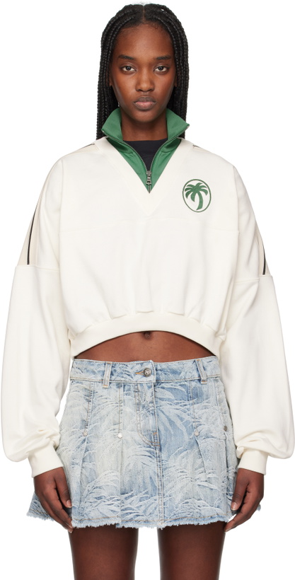 Photo: Palm Angels Off-White & Green Oval Palm Sweatshirt