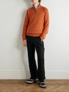 SEASE - Leather-Trimmed Cashmere Half-Zip Ski Sweater - Orange