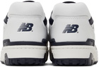 New Balance White & Navy BB550 Sneakers