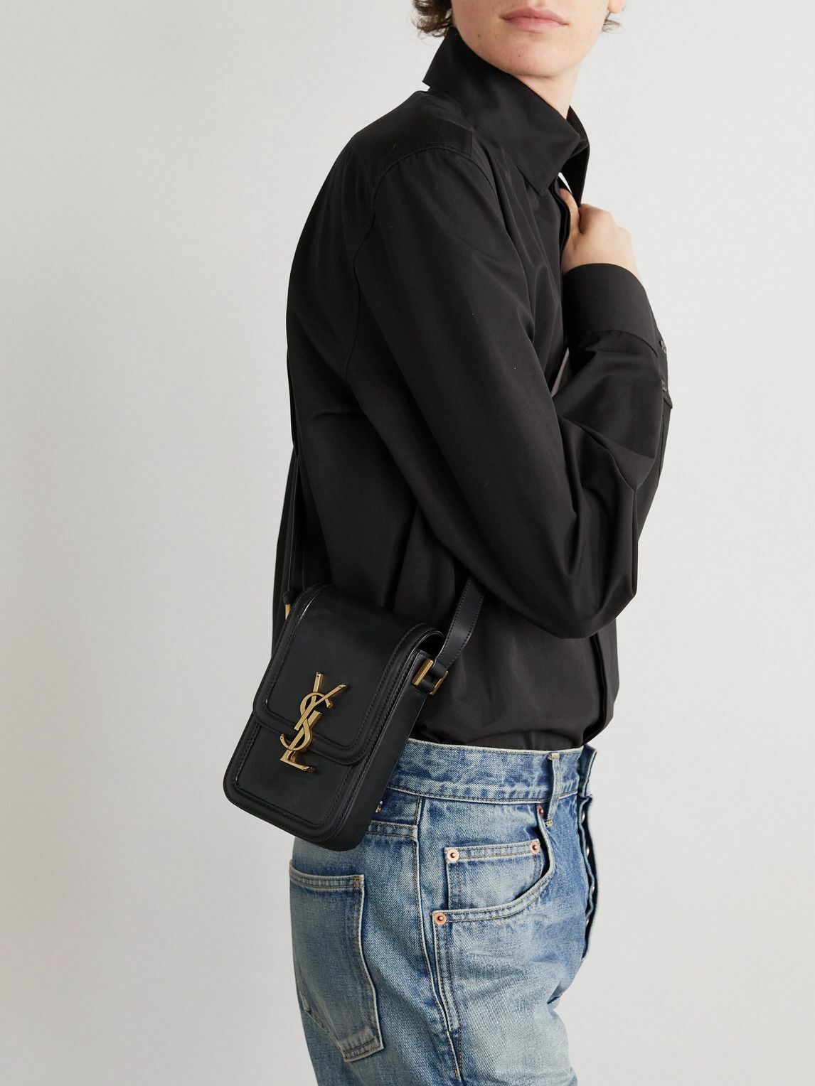 【SAINT LAURENT】Solferino レザー ミニメッセンジャーバッグ SAINT LAURENT - Solferino Mini Logo-Embellished Leather