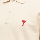 AMI Men's Tonal Small A Heart Polo Shirt in Vanilla