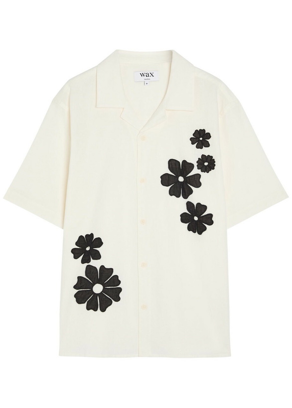Photo: Wax London Didcot Floral-embroidered Cotton-blend Shirt White