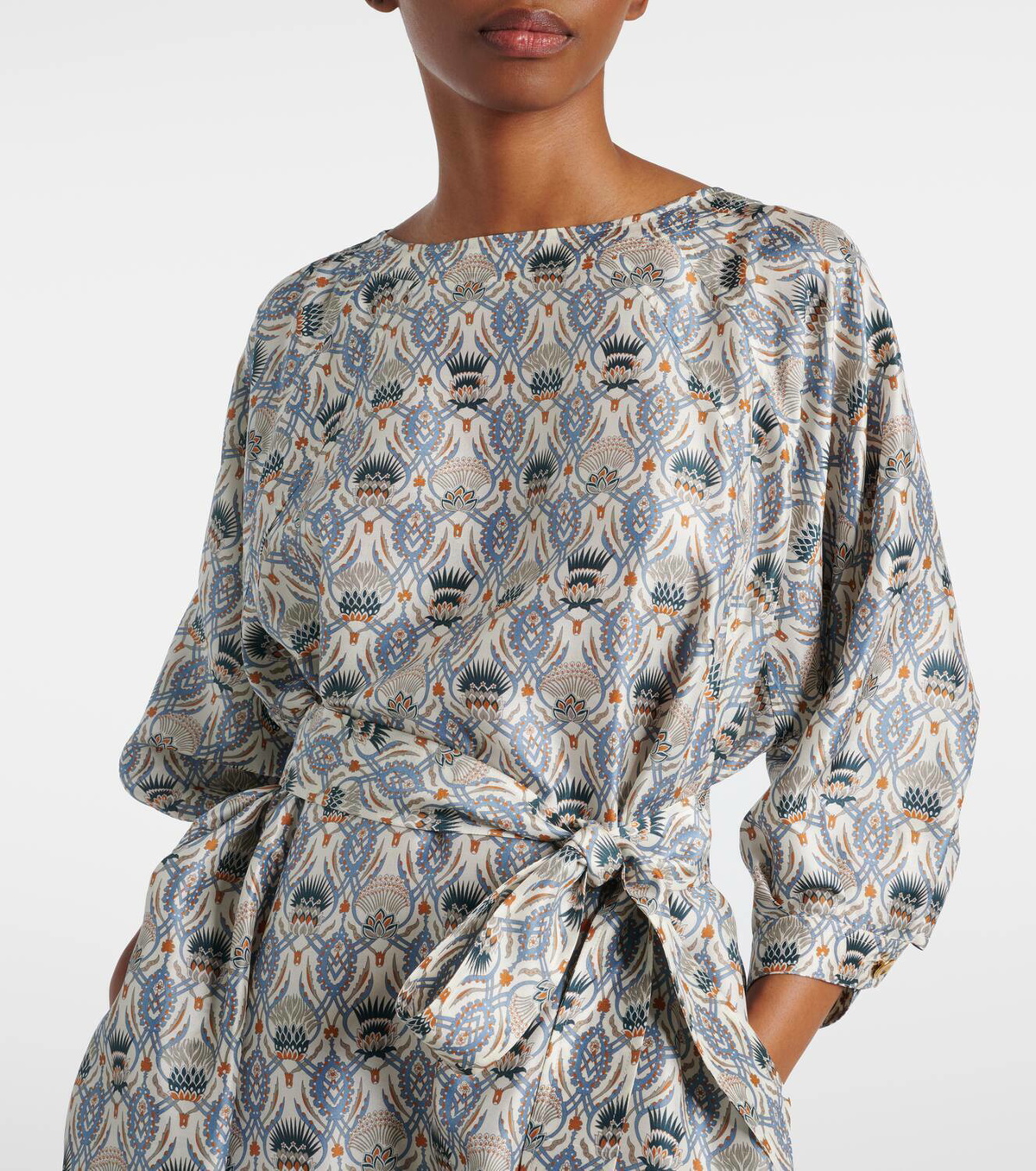 Loro Piana Mila printed silk midi dress