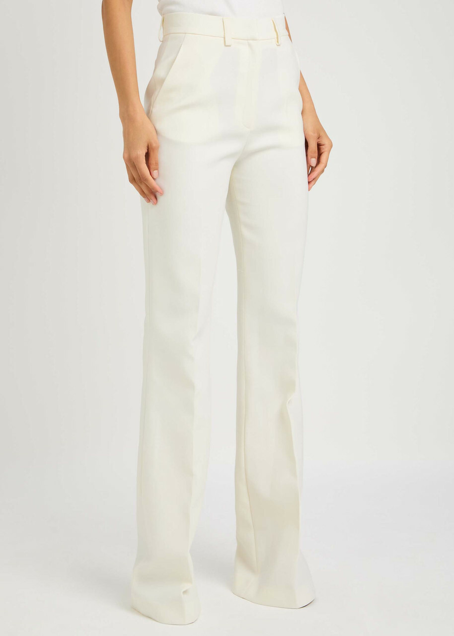 David Koma Flared Straight-leg Stretch-wool Trousers Off White