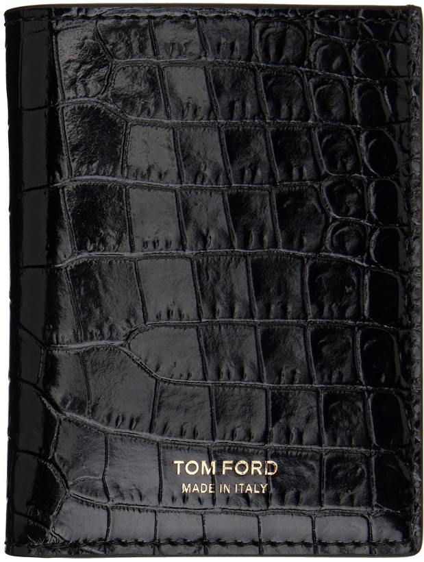 Photo: TOM FORD Black Printed Croc Folding Card Holder