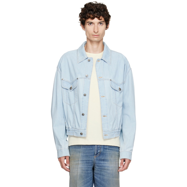 Photo: Versace Blue Chambray Denim Bomber Jacket