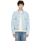 Versace Blue Chambray Denim Bomber Jacket