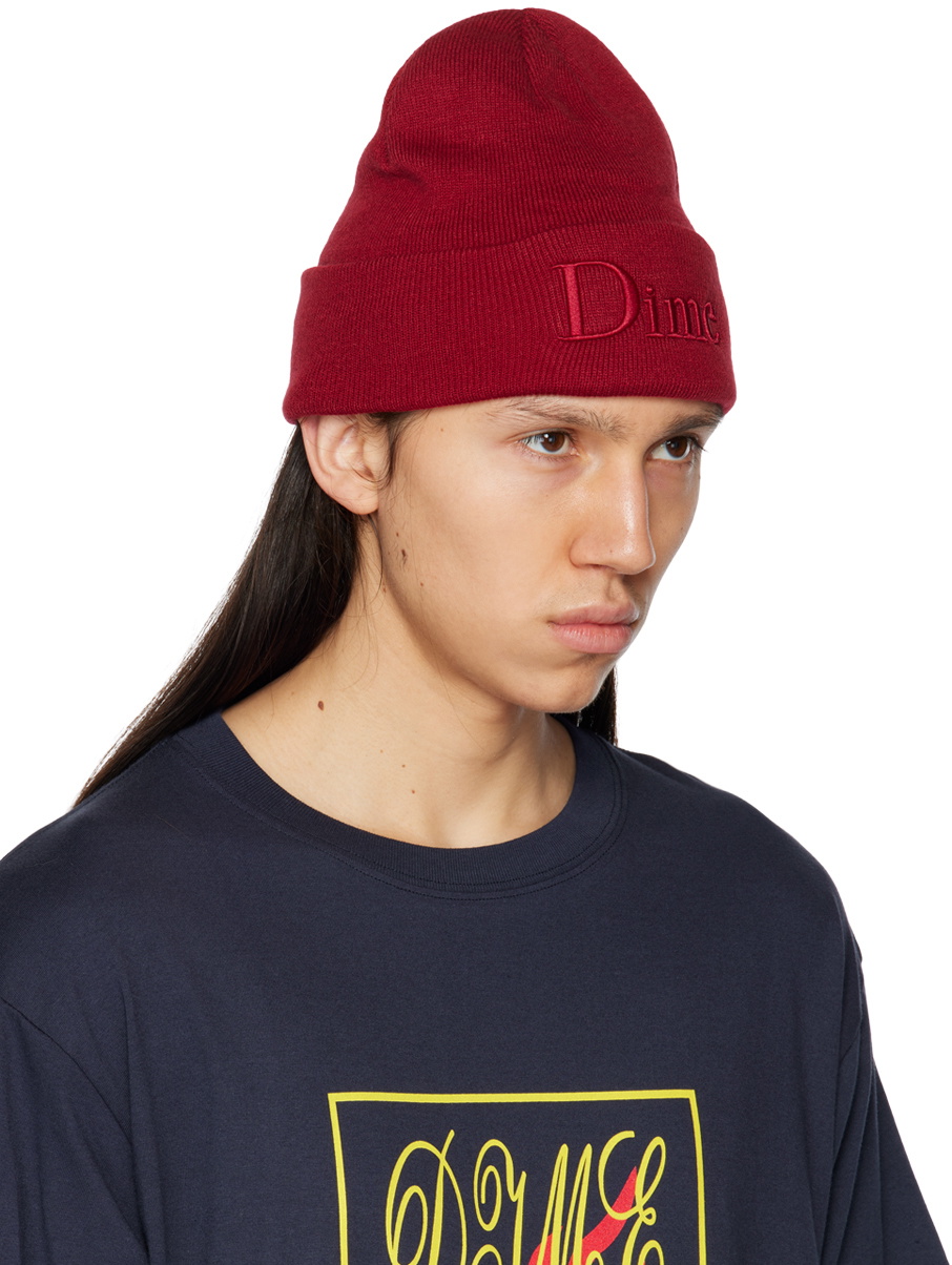 Dime ビーニー Classic Logo Warp Beanie Red Dime Classic Logo Warp Beanie | Solesense