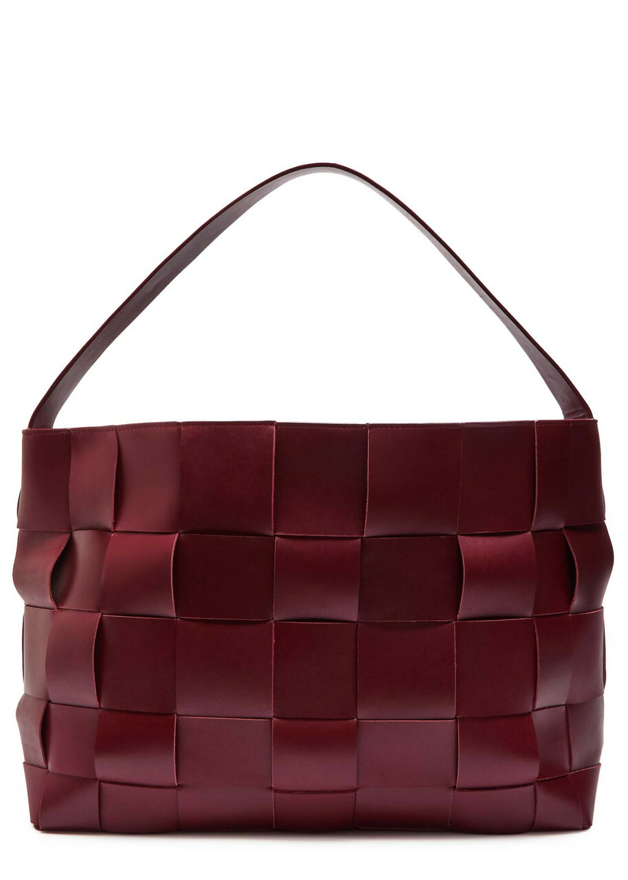 ST. Agni Woven Large Leather Tote - Plum - One Size
