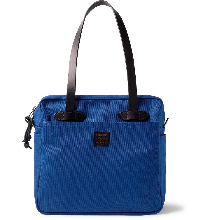 Photo: Filson - Leather-Trimmed Cotton-Twill Briefcase - Blue