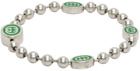 Gucci Silver & Green Interlocking G Bracelet