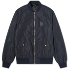 Balmain Men's Nylon Zipped Bomber Jacket in Blue