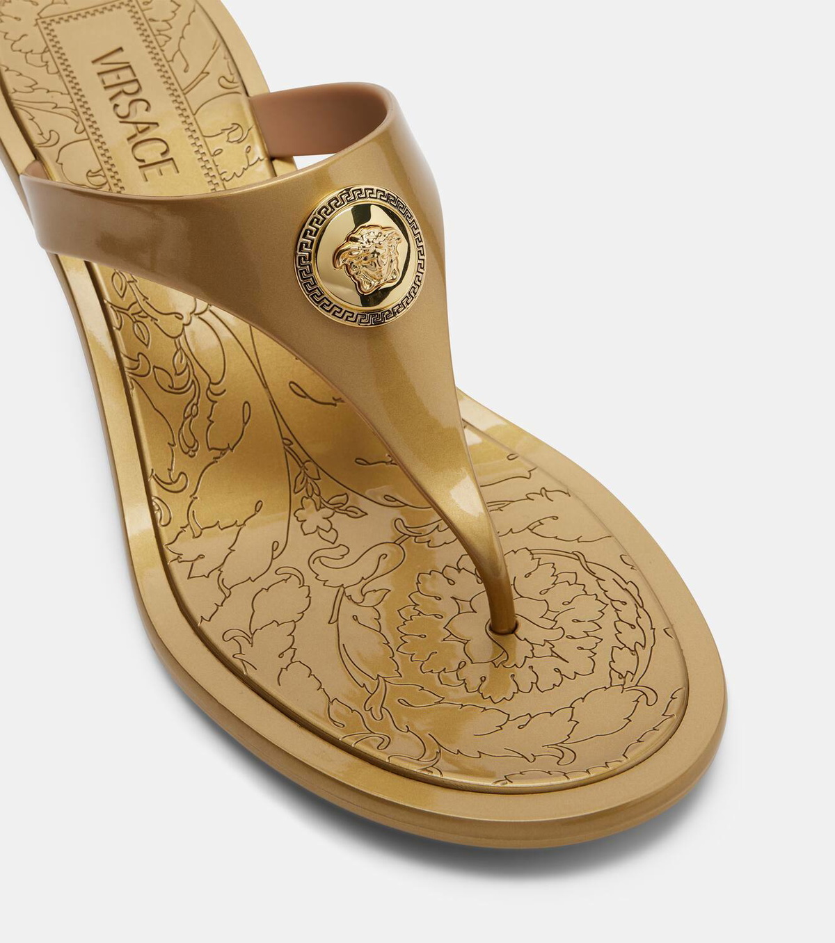 Versace Alia 55 metallic thong sandals