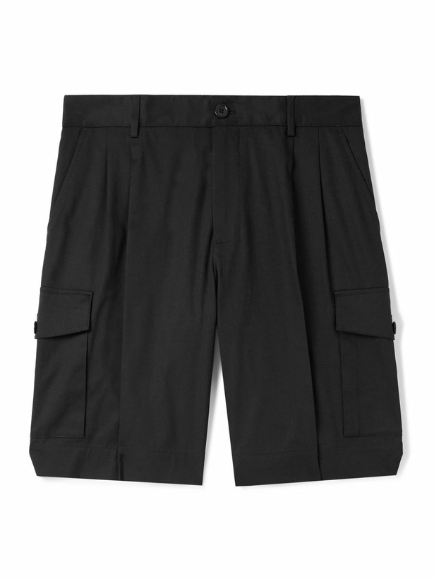 Photo: Dolce&Gabbana - Straight-Leg Stretch-Cotton Gabardine Shorts - Black